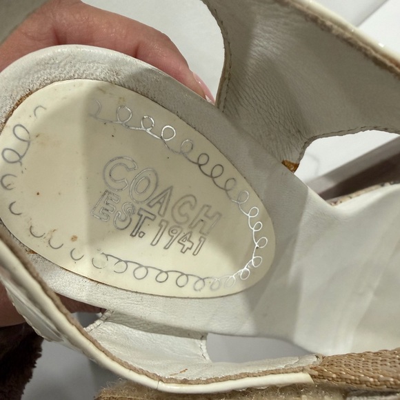 Coach Size 6.5 Women's Artistic Cream and Tan Wedges - Picture 10 of 13